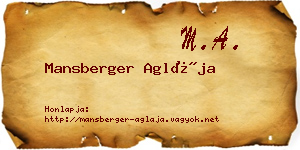 Mansberger Aglája névjegykártya